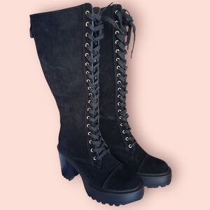Black Lace-Up Women's Boots